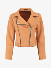 Veste zippée en suédine - Camel - 1
