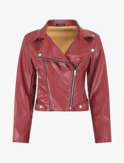 Veste en simili à double zips - Bordeaux - 4
