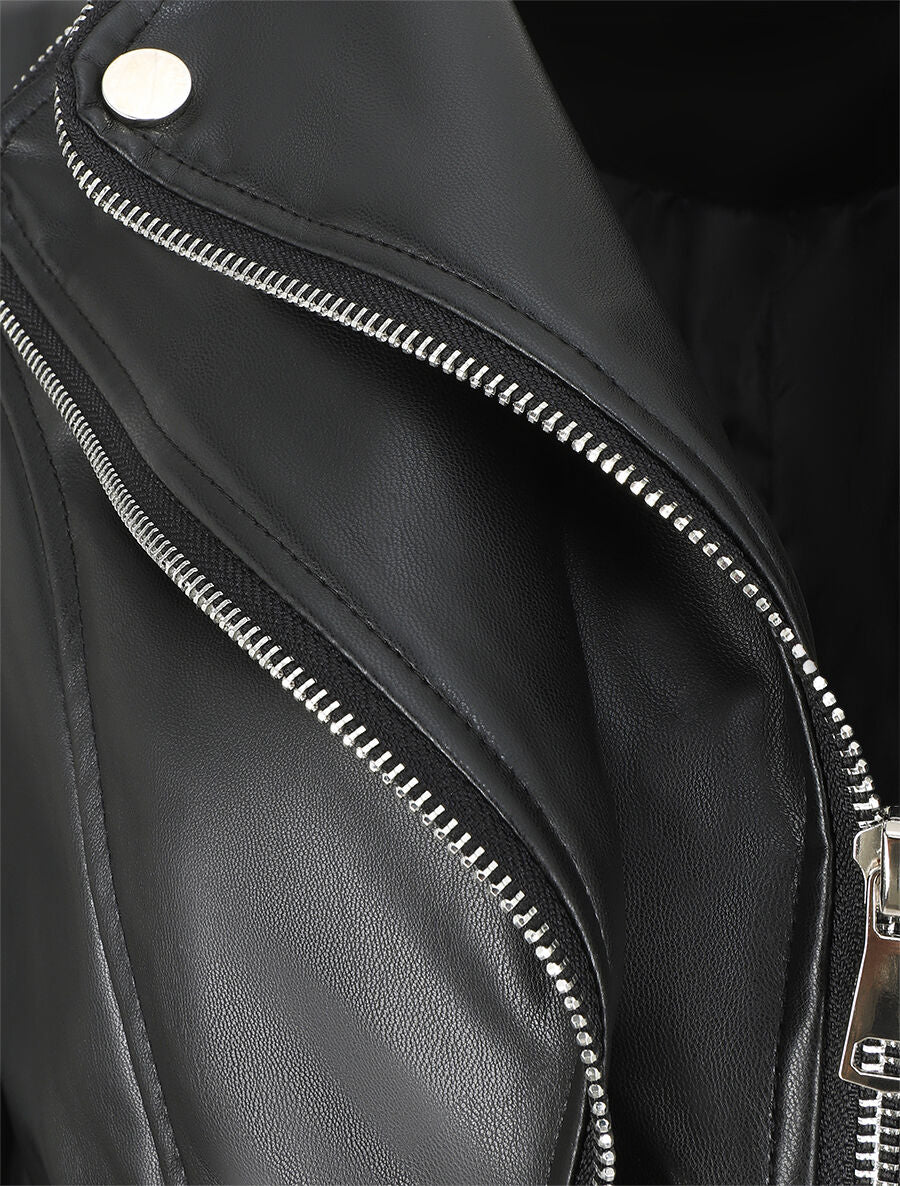 Veste style perfecto en simili col fantaisie - Noir - 3