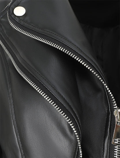 Veste style perfecto en simili col fantaisie - Noir - 3