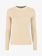 Pull côtelé à boutons décoratifs aux manches - Beige - 1