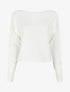 Pull uni à manches et imprimé losanges - Blanc - 4