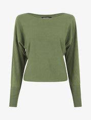 Pull uni à manches et imprimé losanges - Kaki - 1