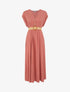 Robe longue unie élastiquée - Corail - 1
