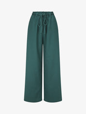 Pantalon élastiqué effet lin - Bleu canard - 1