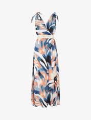 Robe imprimé abstrait à nœuds aux épaules - Corail - 6