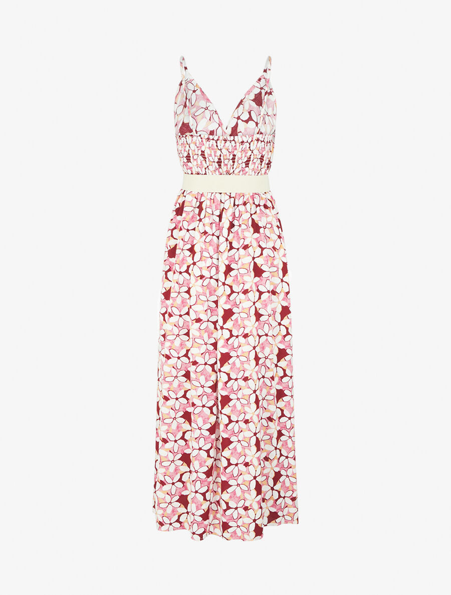 Robe fleurie à fines bretelles - Rose - 2