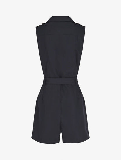 Combishort droite uni sans manches - Marine - 2