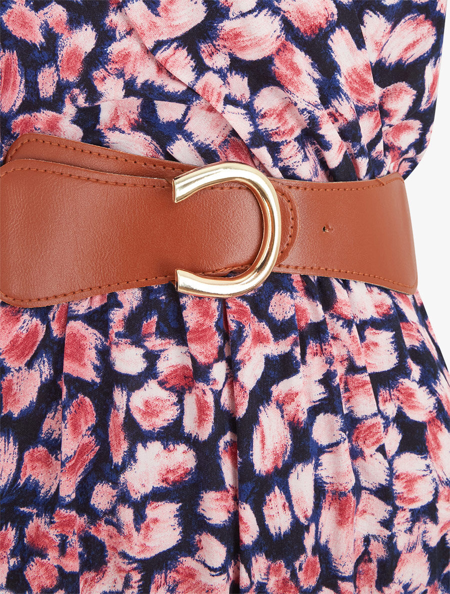 Robe empire imprimé graphique - Marine - 3