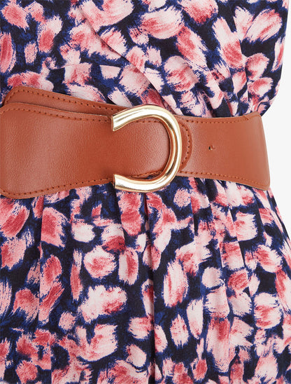 Robe empire imprimé graphique - Marine - 3