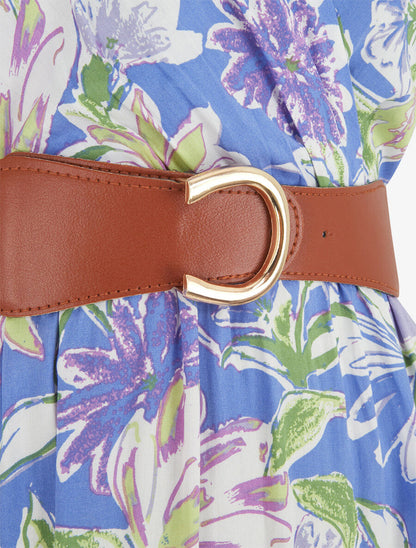 Robe empire imprimé fleuri - Bleu - 3