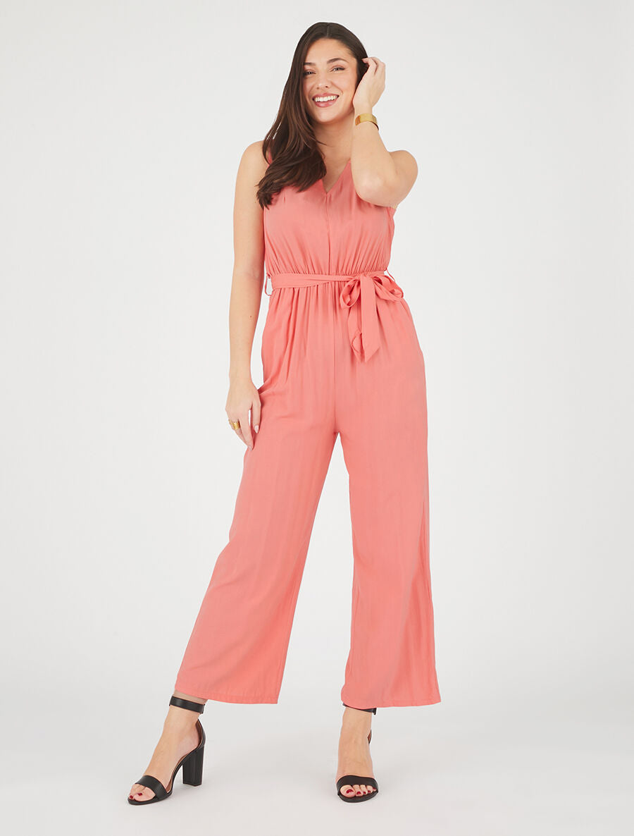 Combinaison fluide ceinturée - Corail - 4