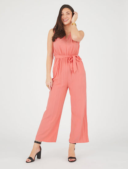 Combinaison fluide ceinturée - Corail - 4