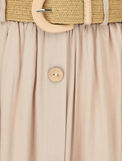 Jupe longue à boutons décoratifs - Beige - 3