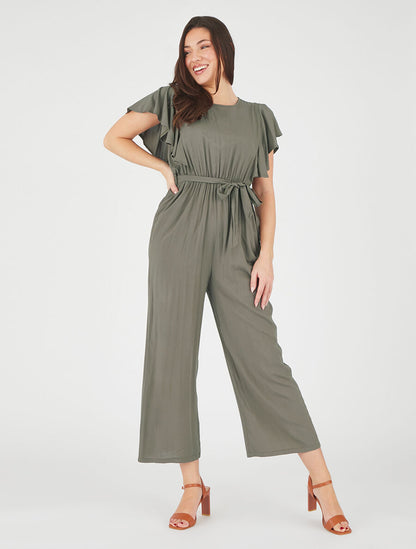 Combinaison fluide à manches volantées - Kaki - 4