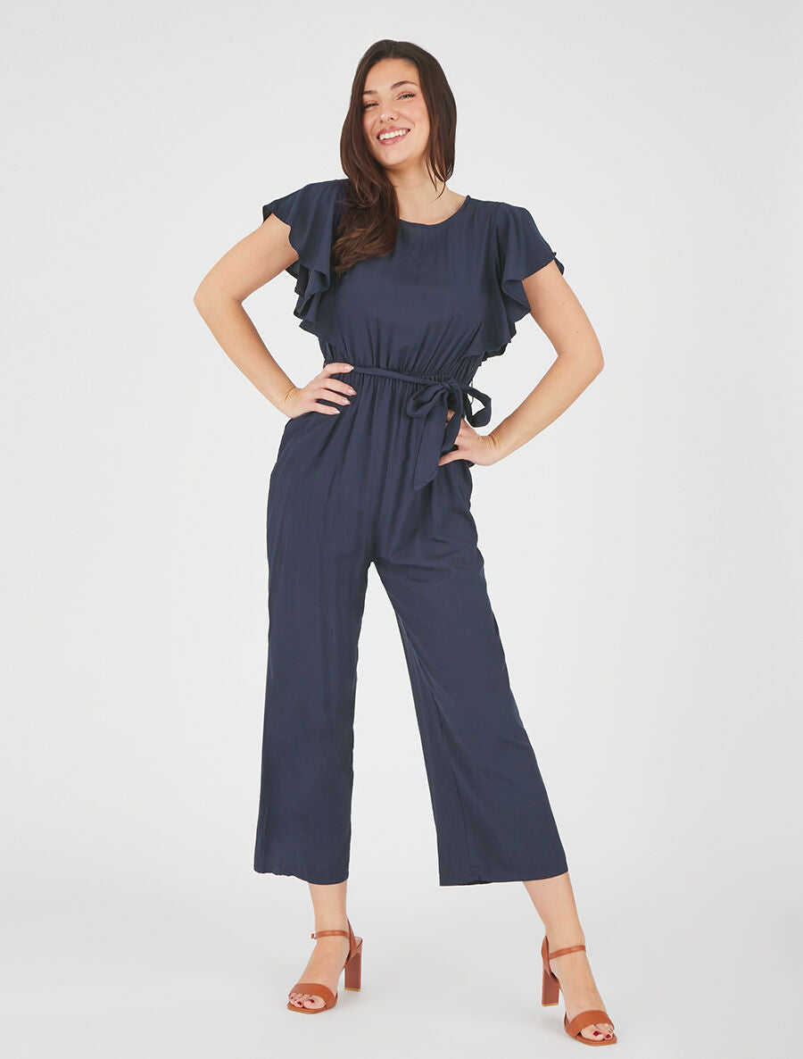 Combinaison fluide à manches volantées - Marine - 4