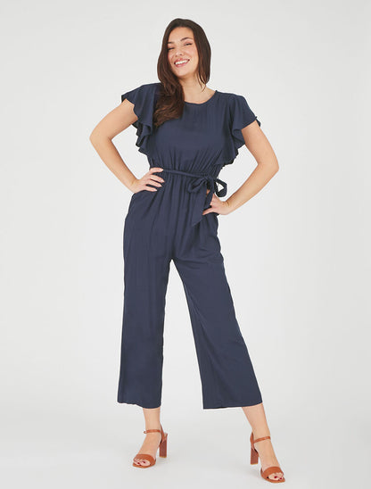 Combinaison fluide à manches volantées - Marine - 4