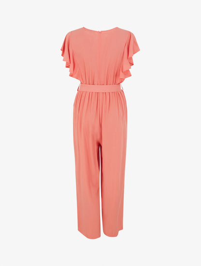 Combinaison fluide à manches volantées - Corail - 2