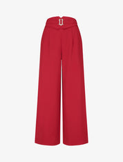 Pantalon ample taille haute à boucle fantaisie - Rouge - 1