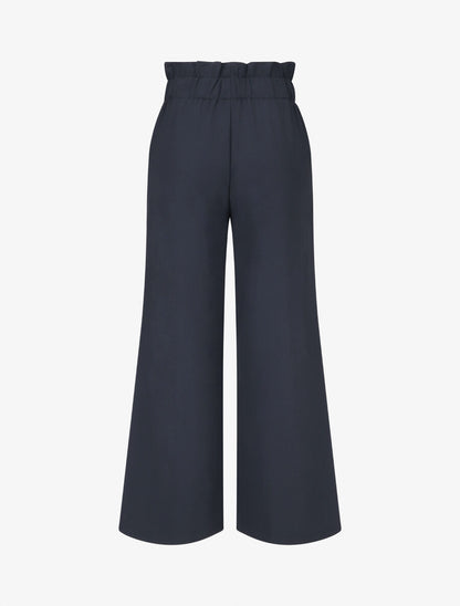 Pantalon ample uni à taille haute - Marine - 2