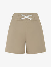 Short droit taille haute à boucle style noeud - Taupe - 4