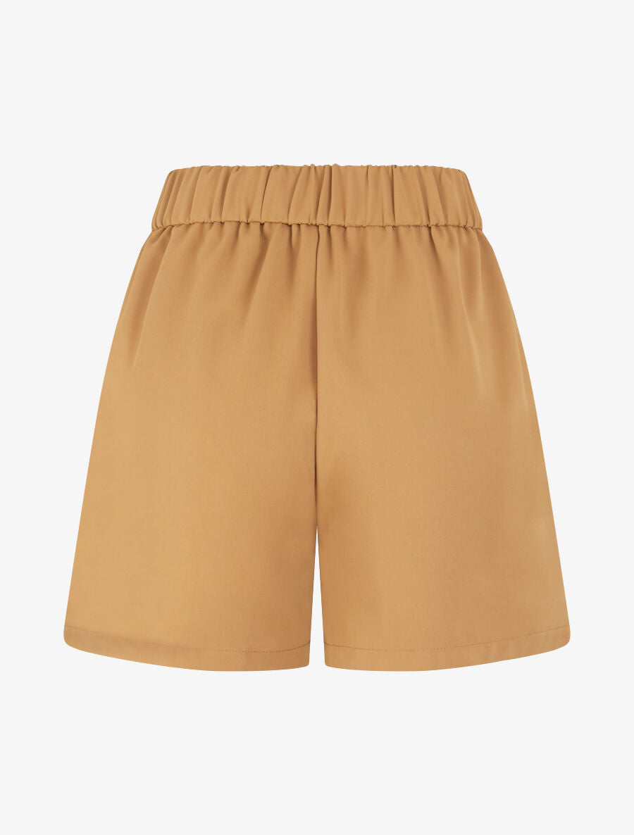 Short droit taille haute à boucle fantaisie - Camel - 2