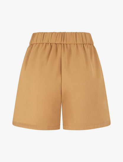 Short droit taille haute à boucle fantaisie - Camel - 2