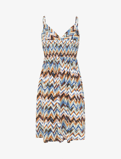 Robe courte à imprimé zig-zag - Noir - 2