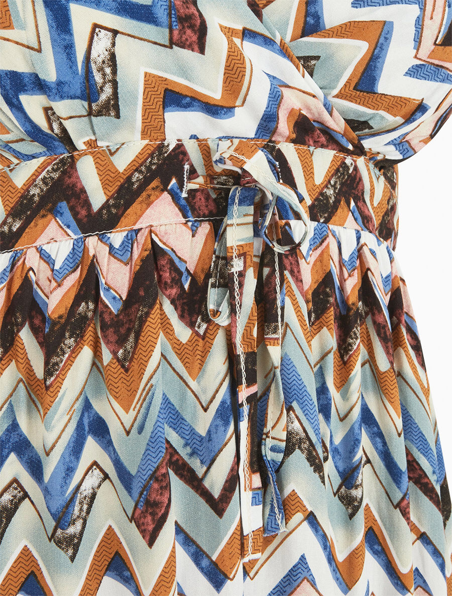 Robe courte à imprimé zig-zag - Noir - 3