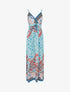 Robe longue empire à bretelles imprimé floral - Bleu ciel - 1