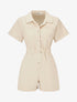 Combishort uni à taille élastiquée - Beige - 5