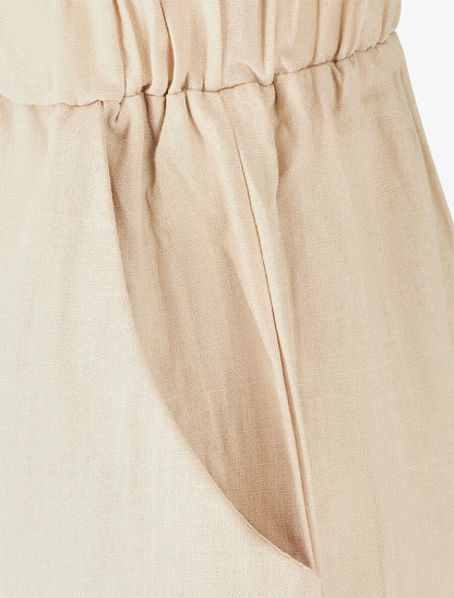 Combishort uni à taille élastiquée - Beige - 3