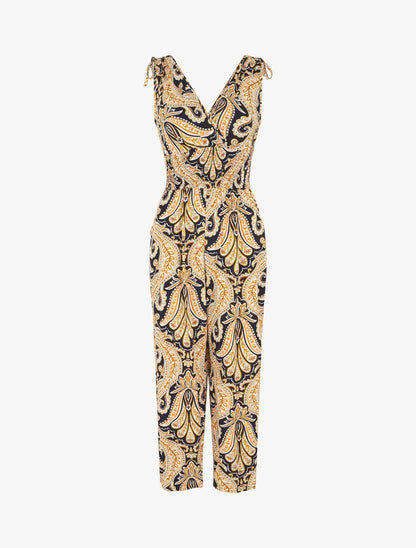 Combinaison sans manches imprimé cachemire - Marine/jaune - 5