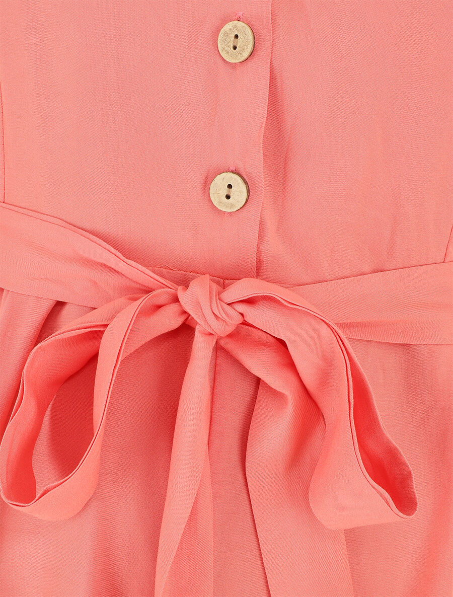 Combishort unie ceinturée - Rose saumon - 3