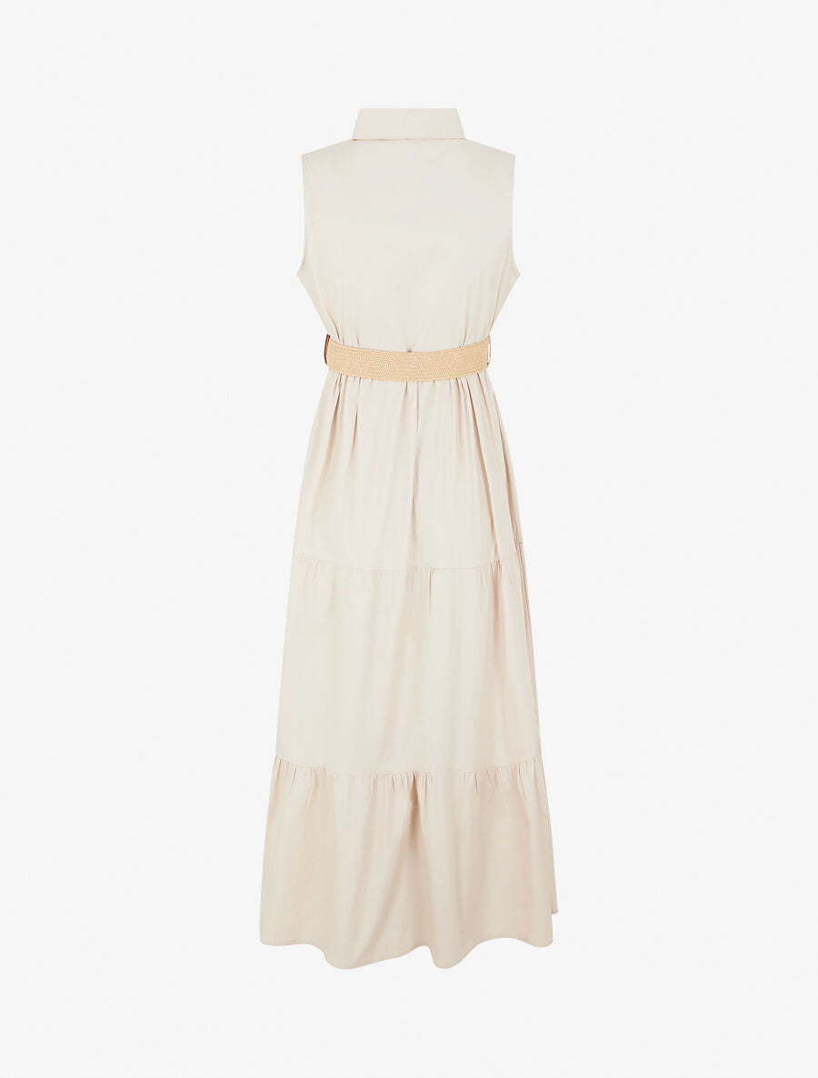 Robe longue unie sans manches - Beige - 2