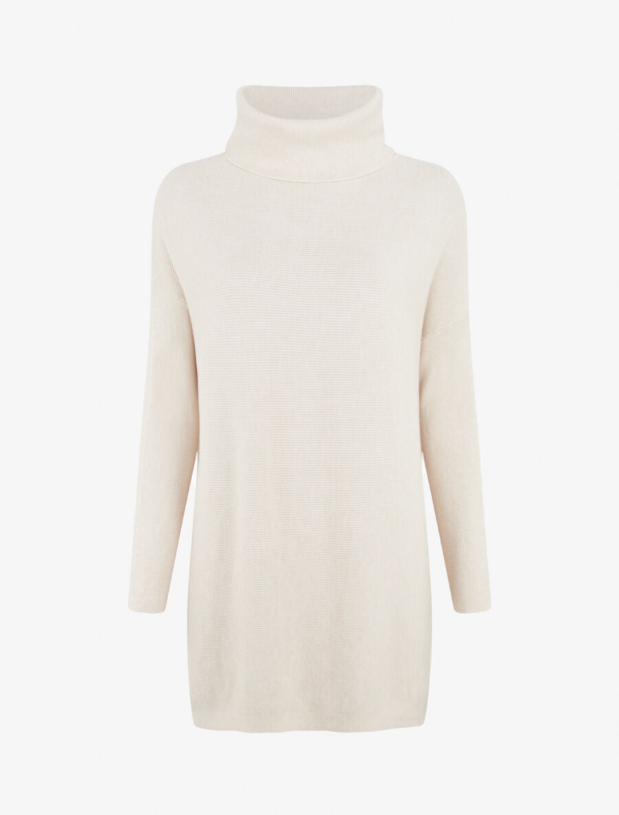 Pull ample col roulé et anneaux - Crème | Stand-Prive