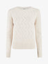 Pull droit col rond en maille fantaisie - Crème - 1