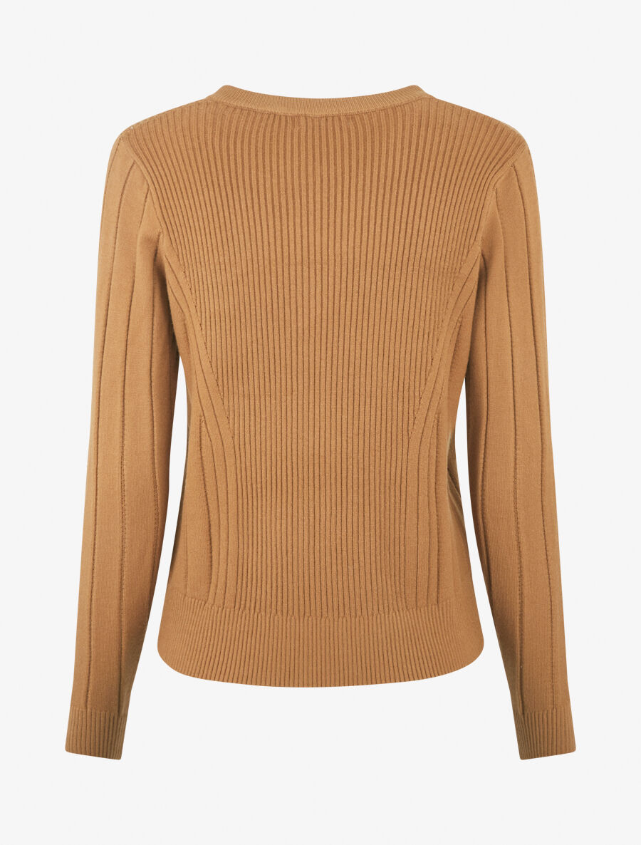 Gilet côtelé ajusté à zip - Camel - 2