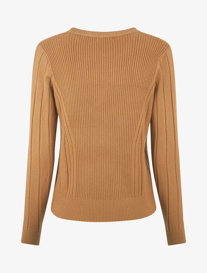 Gilet côtelé ajusté à zip - Camel - 2