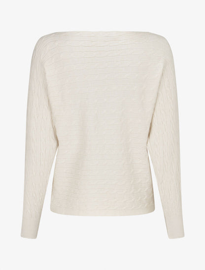 Pull uni à col bateau - Crème - 2