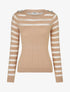 Pull uni à bandes ajourées et bijoux aux épaules - Beige - 4