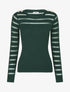 Pull uni à bandes ajourées et bijoux aux épaules - Vert sapin - 4