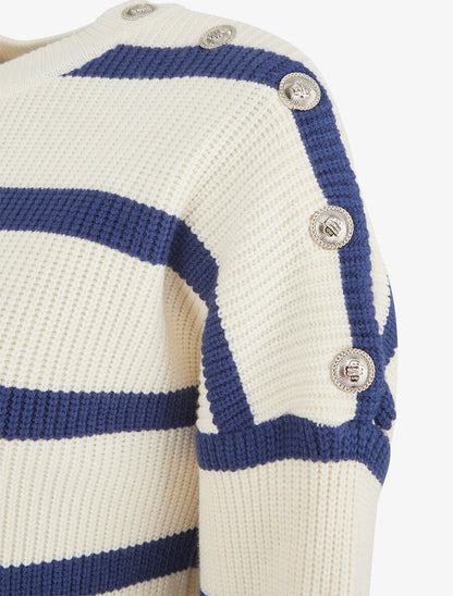 Pull rayé boutonné à l&