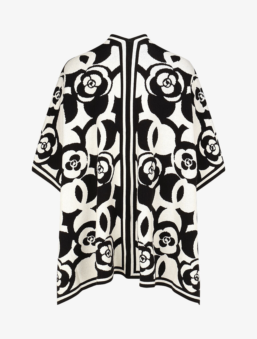 Poncho à imprimé floral - Noir - 2