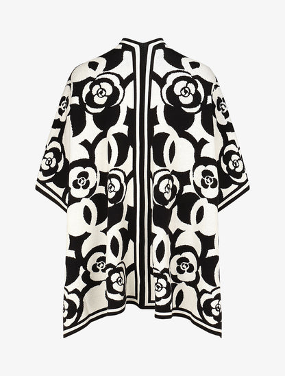 Poncho à imprimé floral - Noir - 2