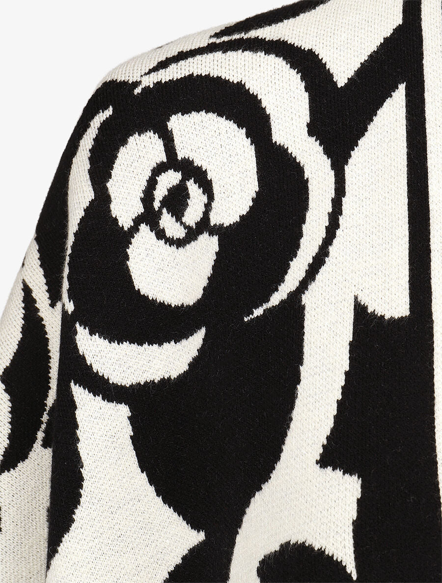 Poncho à imprimé floral - Noir - 3