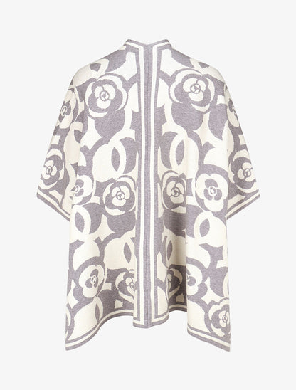 Poncho à imprimé floral - Gris - 2