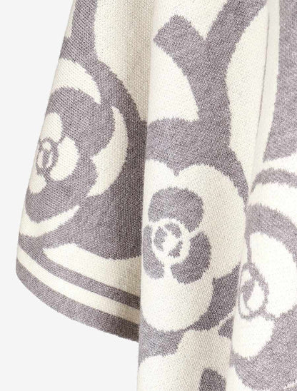 Poncho à imprimé floral - Gris - 3