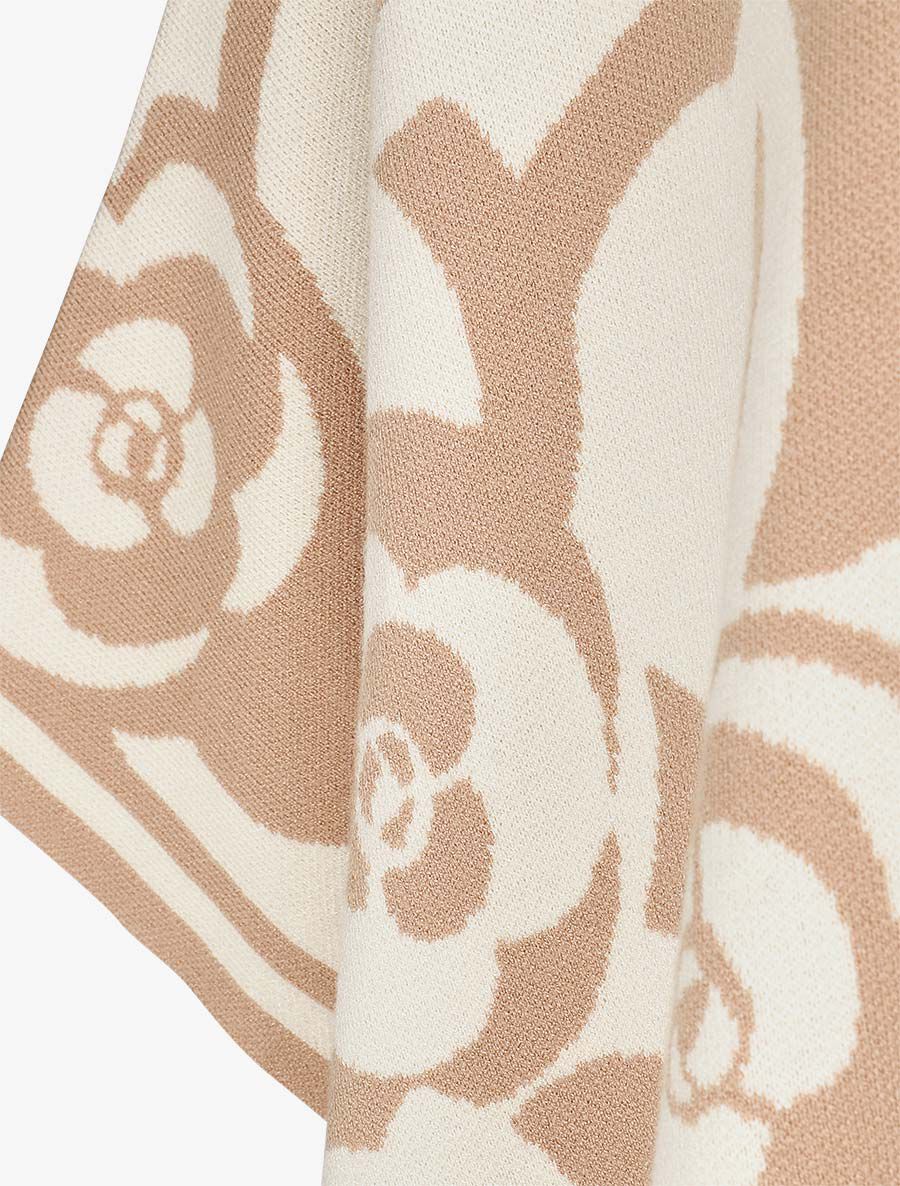 Poncho à imprimé floral - Camel - 3