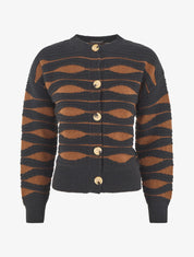 Gilet en maille motif zigzag - Noir/marron - 1